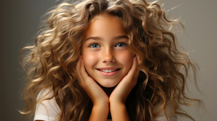 Naklejka premium beautiful girl with long wavy hair