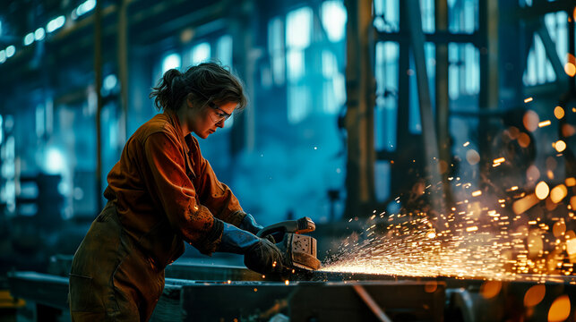 woman at work in a metal factory generated by ai