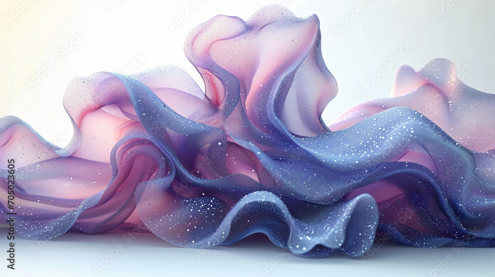Poster purple abstract shape flows on a light background, wavy flow, background with wavy lines, smooth wav