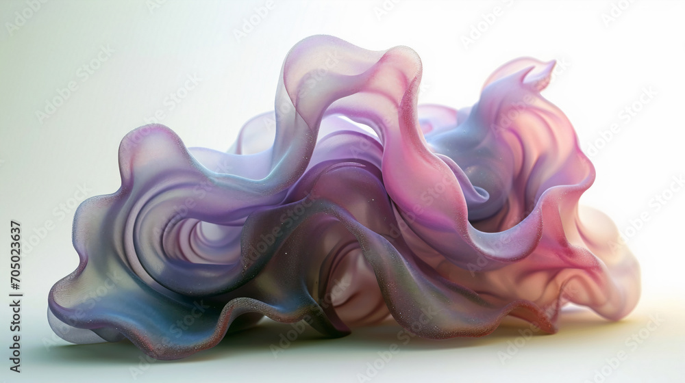 Poster purple abstract shape flows on a light background, wavy flow, background with wavy lines, smooth wav