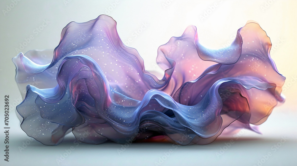 Poster purple abstract shape flows on a light background, wavy flow, background with wavy lines, smooth wav