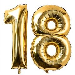 Obraz na płótnie Canvas realistic isolated golden balloon number of 18 for invitation decoration on the transparent background.