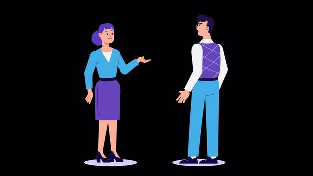 Female character talking to man. Lip syncing Facial Animation for narration. people communicate. Business woman animated footage with ALPHA channel. talking mouth, lips expressions, articulation