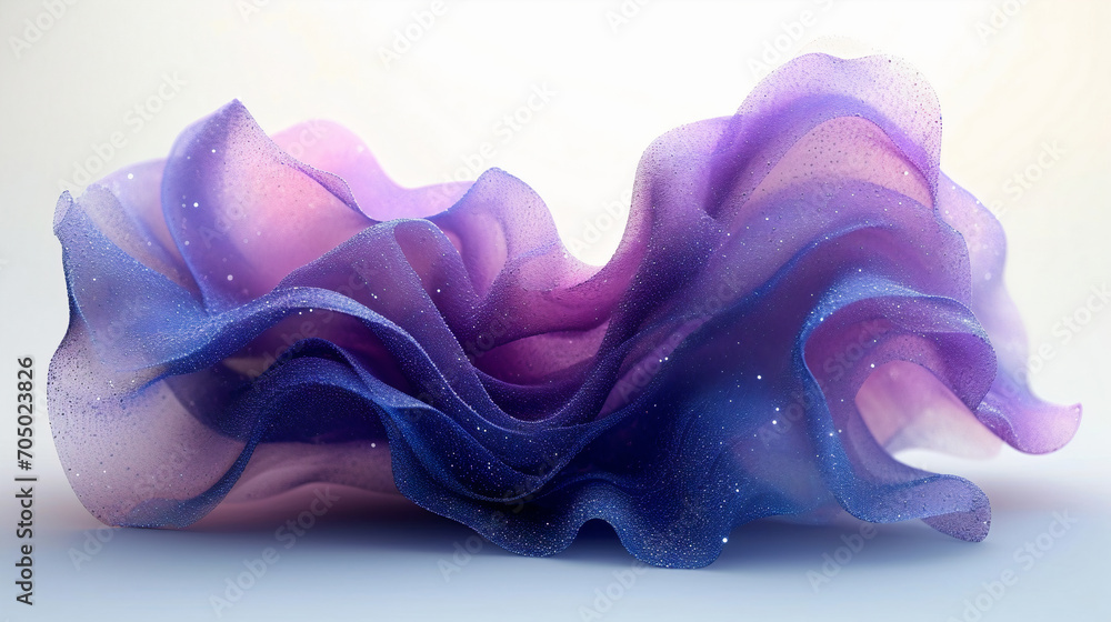 Poster purple abstract shape flows on a light background, wavy flow, background with wavy lines, smooth wav