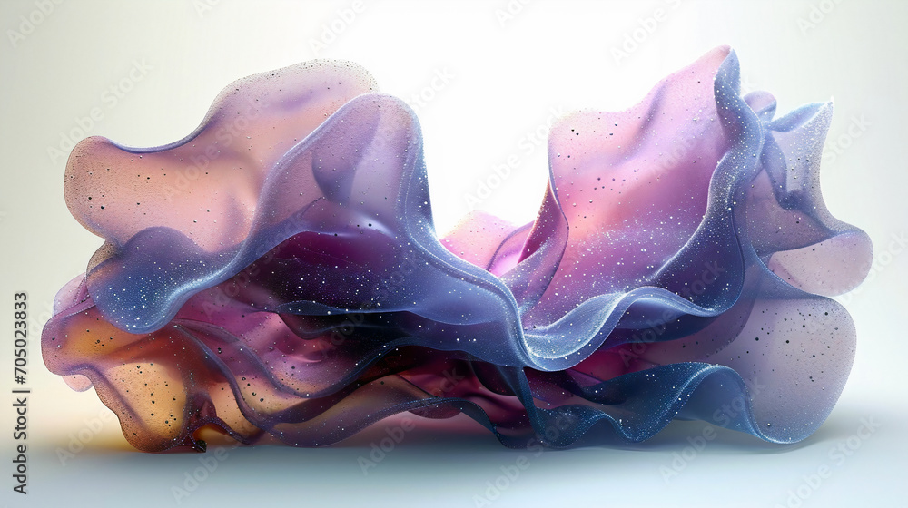 Poster purple abstract shape flows on a light background, wavy flow, background with wavy lines, smooth wav