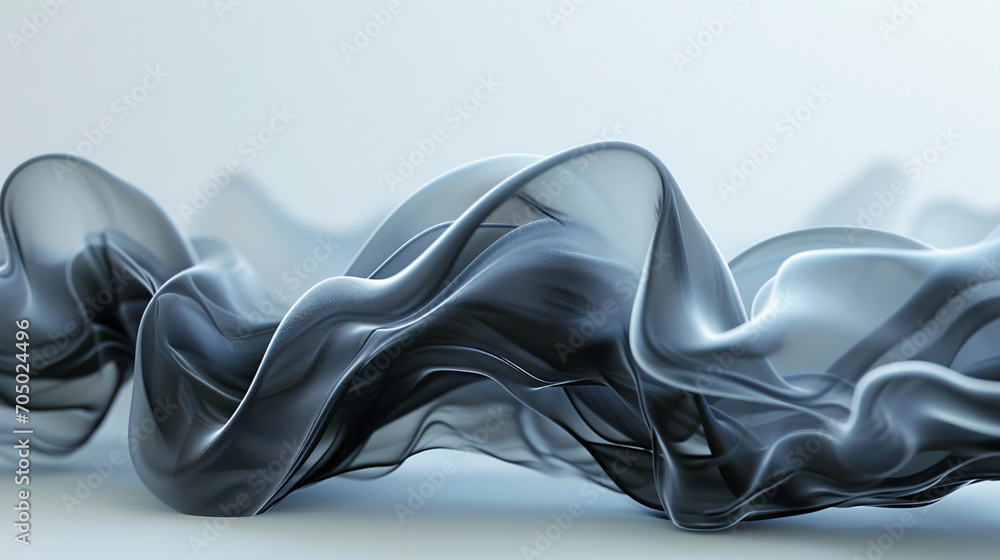 Poster black abstract shape flows on a light background, wavy flow, background with wavy lines, smooth wave