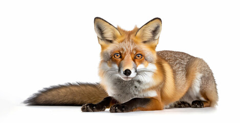 fox, red fox isolated in a white studio, generative ai