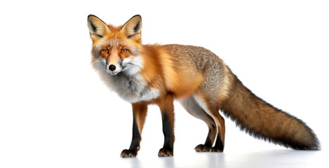 Fototapeta premium fox, red fox isolated in a white studio, generative ai