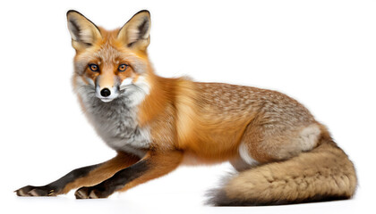 Fototapeta premium fox, red fox isolated in a white studio, generative ai