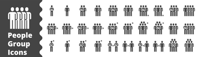 People Icons  Solid Glyph Work Group Team Vector Set , Person , partner, Worker Employee