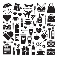 Ephemeral Valentine Shadows: Romantic Black Vector Stock Illuminating Valentine's Day Silhouette
