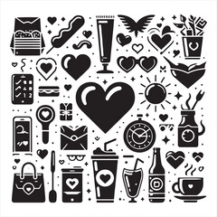 Sweet Serenity: Valentine Day Silhouette Wrapped in Romantic Black Vector
