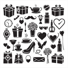 Valentine Day Silhouette: Capturing the Essence of Romance in Black Vector Stock
