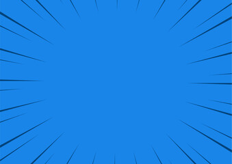 Fototapeta premium シンプルでポップなサンバースト・集中線 背景 ベクター バナー 横長 横 青 水色