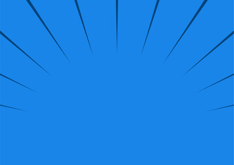Obraz premium シンプルでポップなサンバースト・集中線 背景 ベクター バナー 横長 横 青 水色