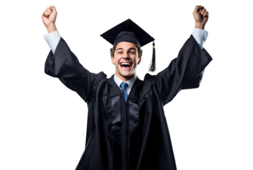 Proud happy graduate celebrating success, cut out