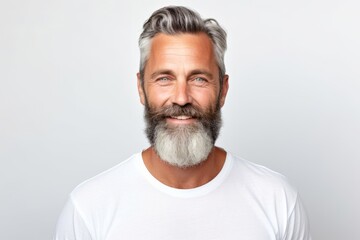 Portrait of handsome mature man with long grey beard and mustache. - Powered by Adobe