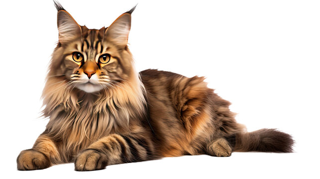 Maine Coon cat isolated on a transparent background