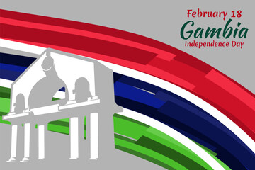 February 18, Independence Day of Gambia vector illustration. Suitable for greeting card, poster and banner
