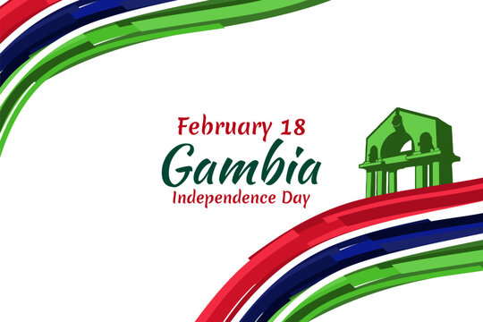 February 18, Independence Day of Gambia vector illustration. Suitable for greeting card, poster and banner
