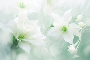 Fototapeta na wymiar Enchanting white blooms and vibrant greens dance in nature's masterpiece, captured in stunning background photos, revealing captivating floral landscapes