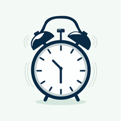 blue alarm clock classic vintage retro ring bell 2d flat simple vector cartoon style illustration icon, morning alert wakeup time timepiece concept, countdown sale deadline watch loud noice isolated - obrazy, fototapety, plakaty
