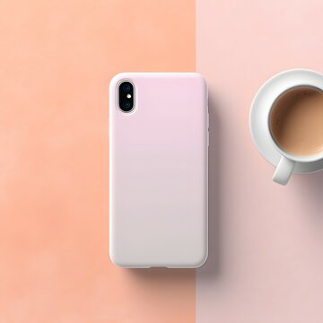 image of blank white mockup, in the style of iphone cover, light pastel