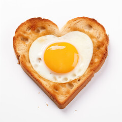 heart shaped toast with egg