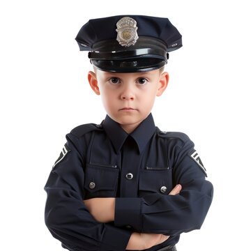 Police Officer ,kid isolated on transparent png.
