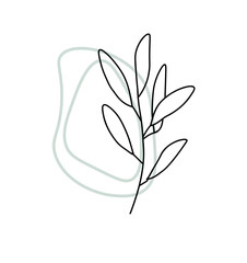 Floral element of a set in aesthetic design. This pastel-colored flower branch, outlined with precision, brings an air of sophistication to your design endeavors. Vector illustration.