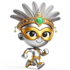 3D funny cartoon of carnival costume mask. Tradition and fun. AI generated