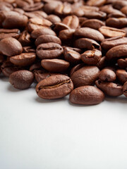 Coffee beans on white background