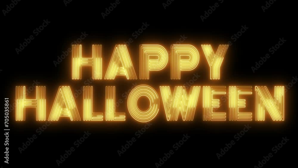 Poster happy halloween text font with light. luminous and shimmering haze inside the letters of the text ha