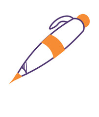 Back to school element of doodle set. This dynamic illustration embraces an orange and violet pen, perfectly capturing the spirit of going back to school. Vector illustration.