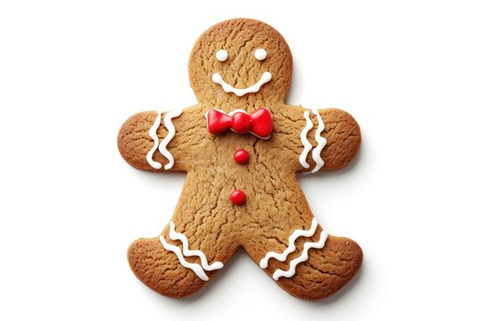 Close-Up of Ginger Cookie With Bow Tie, Festive and Delightful Holiday Treat
