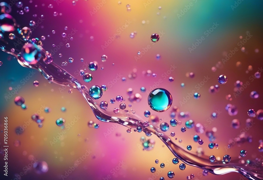 Poster abstract pc desktop wallpaper background with flying bubbles on a colorful background aspect ratio