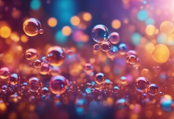 Abstract pc desktop wallpaper background with flying bubbles on a colorful background aspect ratio - obrazy, fototapety, plakaty