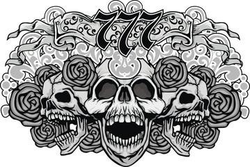 Gothic sign with skull, grunge vintage design t shirts