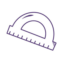 Back to school element of doodle set. Against the clean white backdrop, this protractor exudes a sense of anticipation and readiness for learning. Vector illustration.