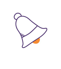 Back to school element of doodle set. This captivating illustration of bell, designed in lively orange and violet hues, captures the essence of returning to school. Vector illustration.