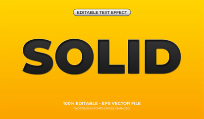 Black solid text effect. Editable black and bold text effect on a yellow background