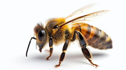 Close Up of Bee on White Background