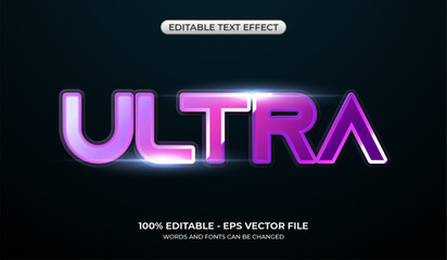 Futuristic ultra violet text effect. 3d technology text effect. Game graphic styles
