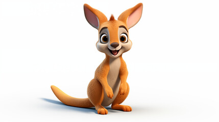 cartoon 3d kangaroo in white background