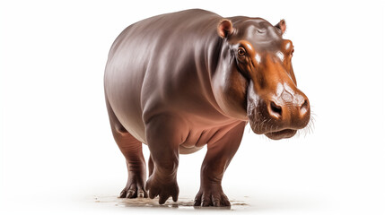 Fototapeta premium hippopotamus in white background landscape