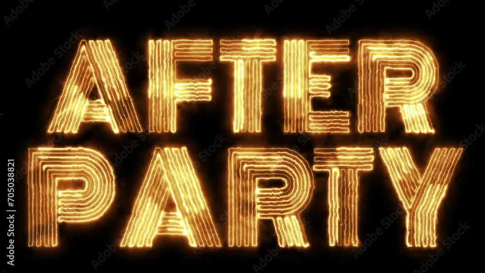 Aufkleber after party text font with neon light. luminous and shimmering haze inside the letters of the text p