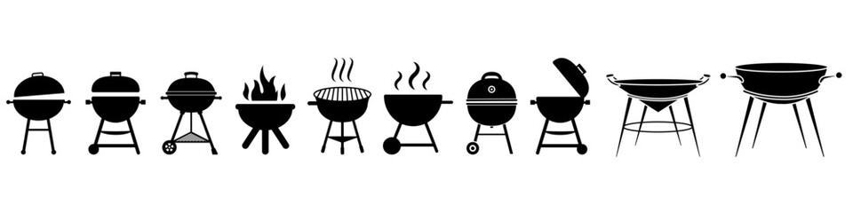 BBQ icon vector set. Grill illustration sign collection. Picnic symbol or logo.