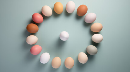 Light blue Background with Easter eggs in circle