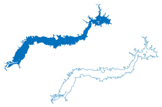 Sobradinho Lake (Federative Republic of Brazil) map vector illustration, scribble sketch Reservoir Lago de Sobradinho dam map