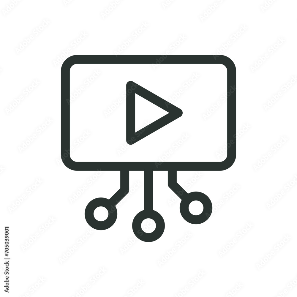 Poster ai video generator isolated icon, neural network for video creation vector icon with editable stroke